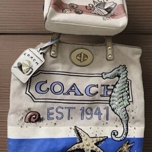 Coach Ltd. Edition Seahorse Tote + Clutch
(Pierre Le-Tan Collection)
